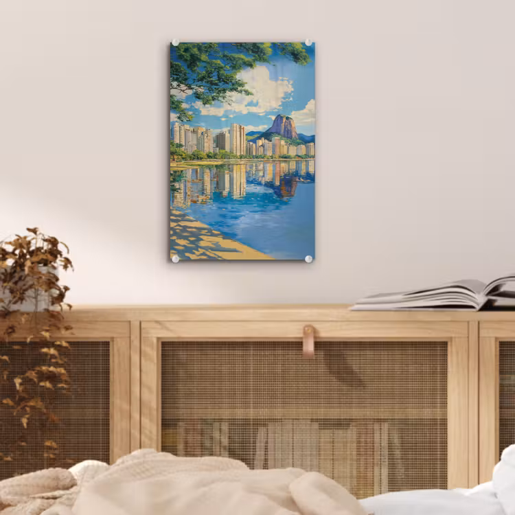 Glas schilderij - Berg - Skyline - Strand - Water — 5
