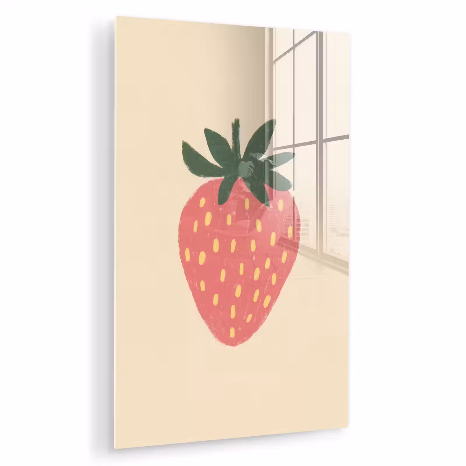 Glas schilderij - Aardbei - Minimalistisch - Rood - Fruit — 1