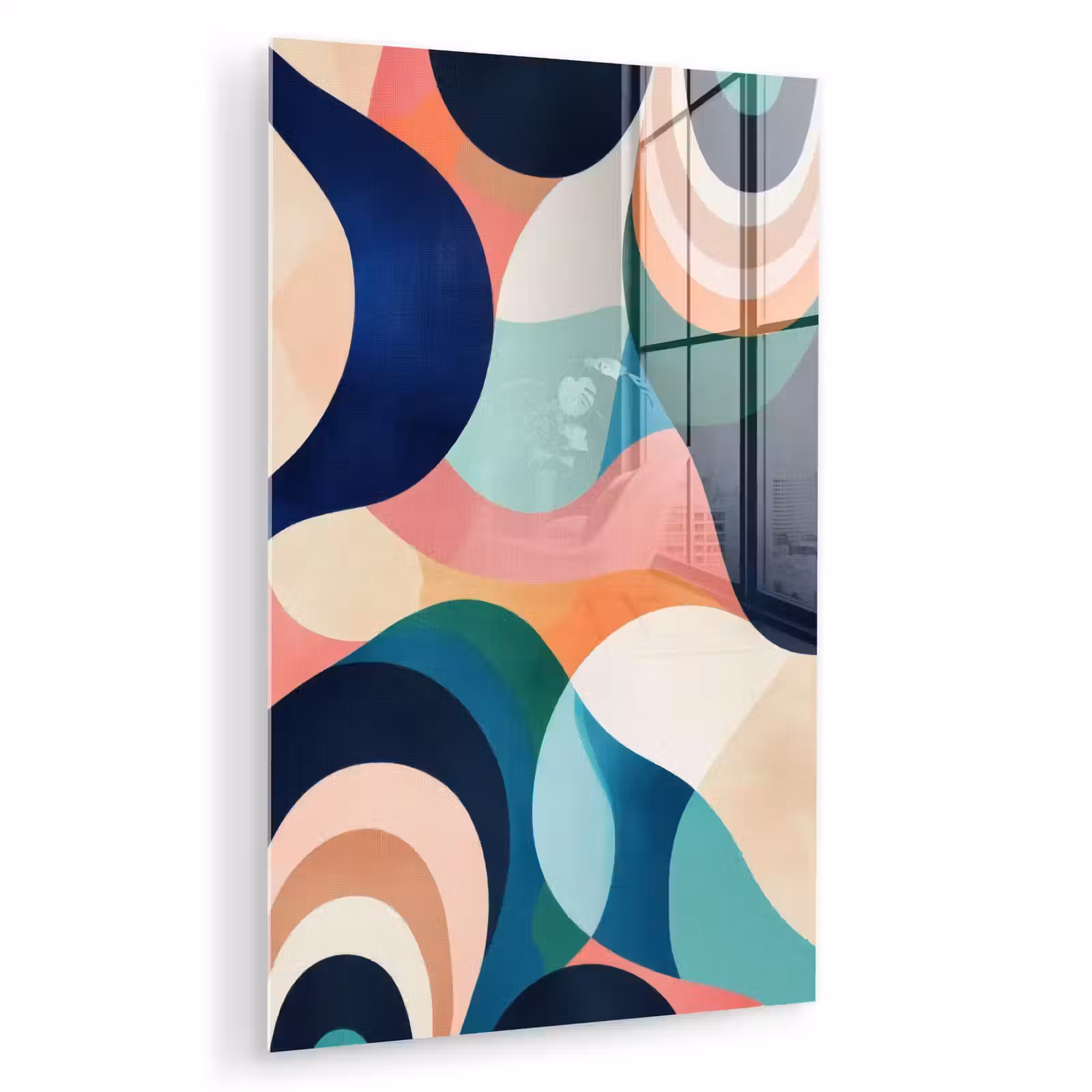 Glas schilderij - Abstract - Blauw - Roze — 1