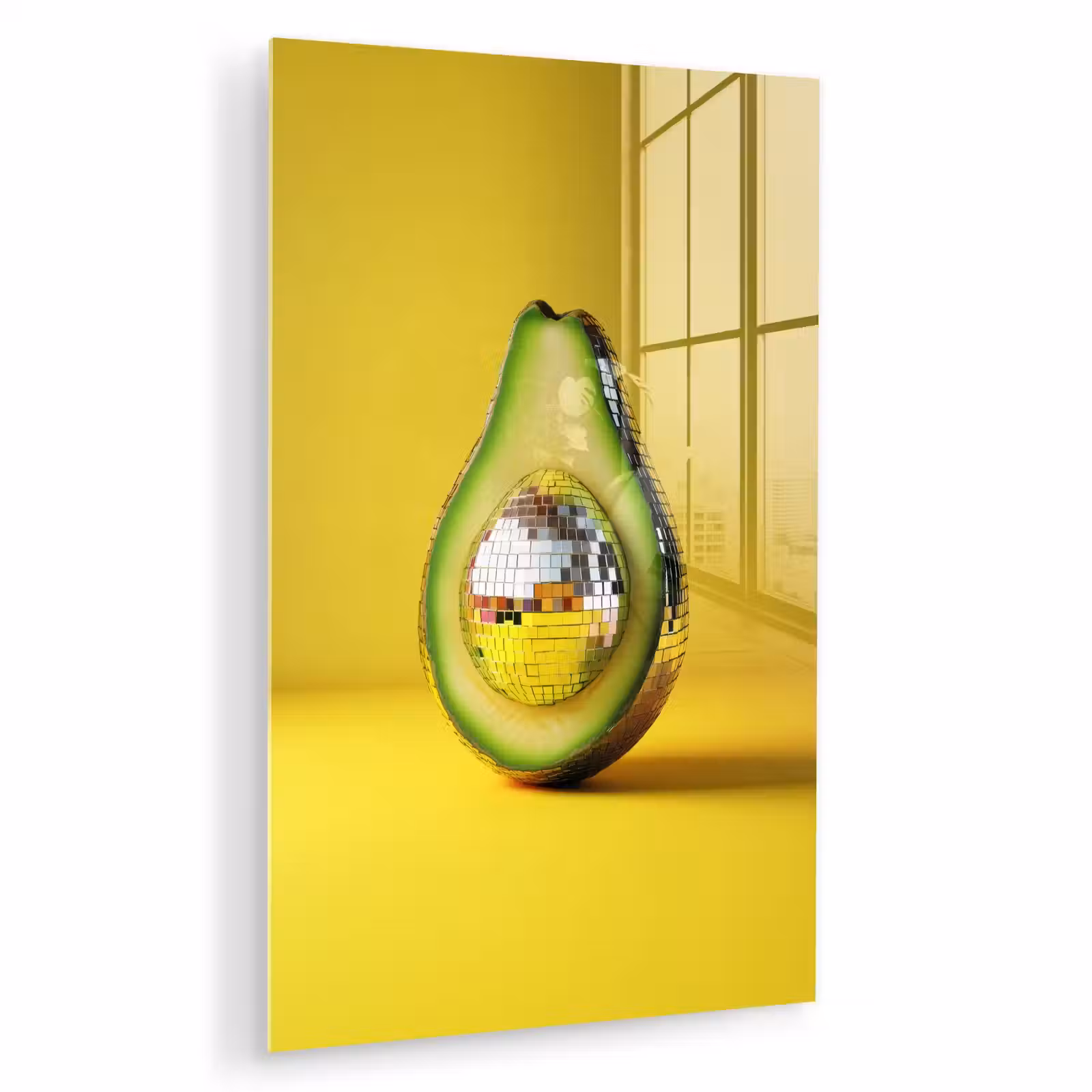 Glas schilderij - Avocado - Discobal - Geel - Glitter — 1