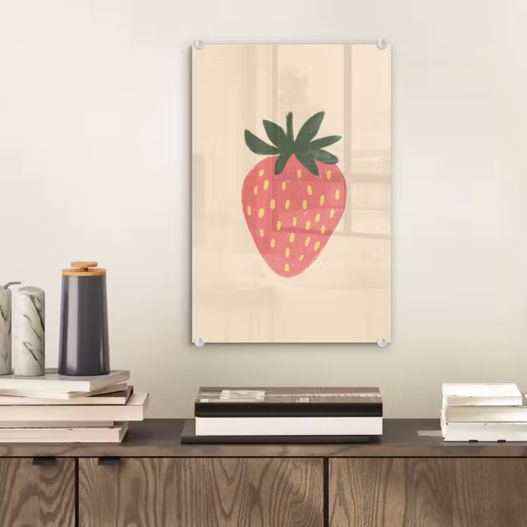 Glas schilderij - Aardbei - Minimalistisch - Rood - Fruit — 2