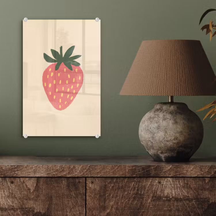 Glas schilderij - Aardbei - Minimalistisch - Rood - Fruit — 4