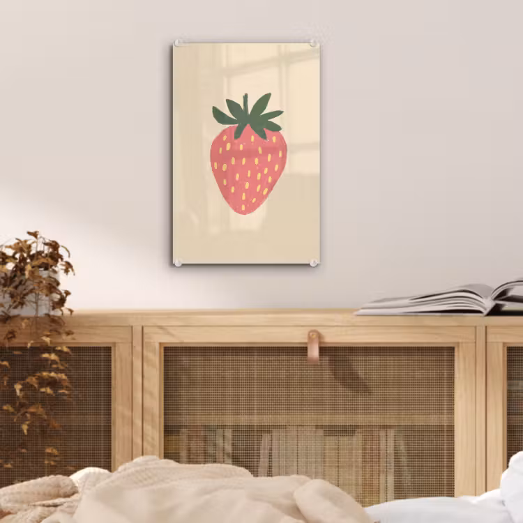 Glas schilderij - Aardbei - Minimalistisch - Rood - Fruit — 5