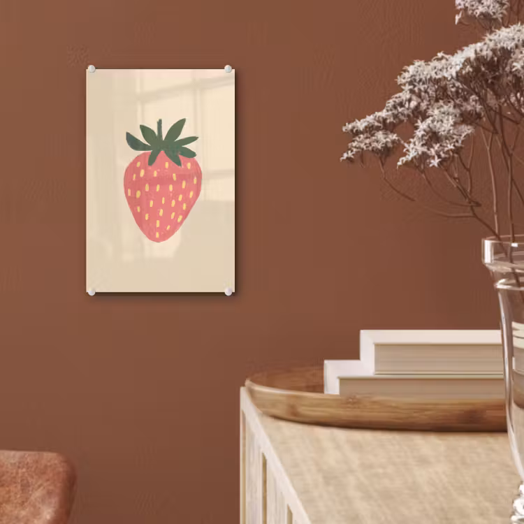 Glas schilderij - Aardbei - Minimalistisch - Rood - Fruit — 6