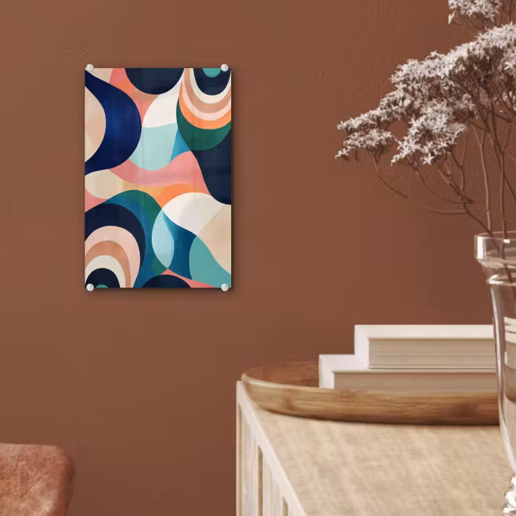 Glas schilderij - Abstract - Blauw - Roze — 6