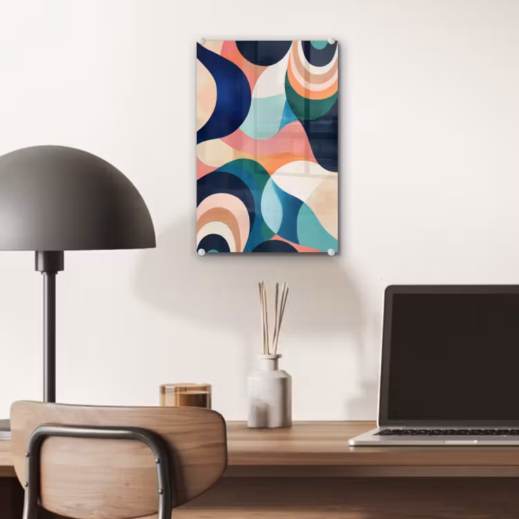 Glas schilderij - Abstract - Blauw - Roze — 7