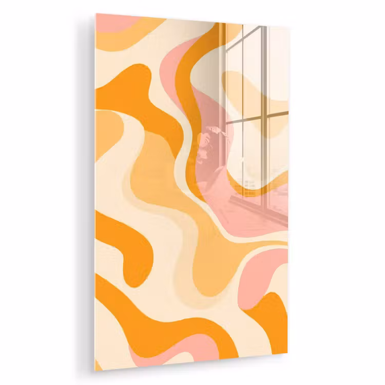 Glas schilderij - Abstract - Golvend - Oranje — 1
