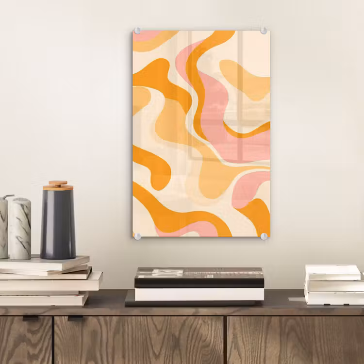 Glas schilderij - Abstract - Golvend - Oranje — 2