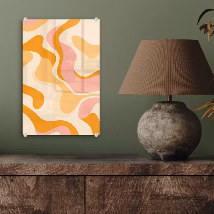 Glas schilderij - Abstract - Golvend - Oranje — 4