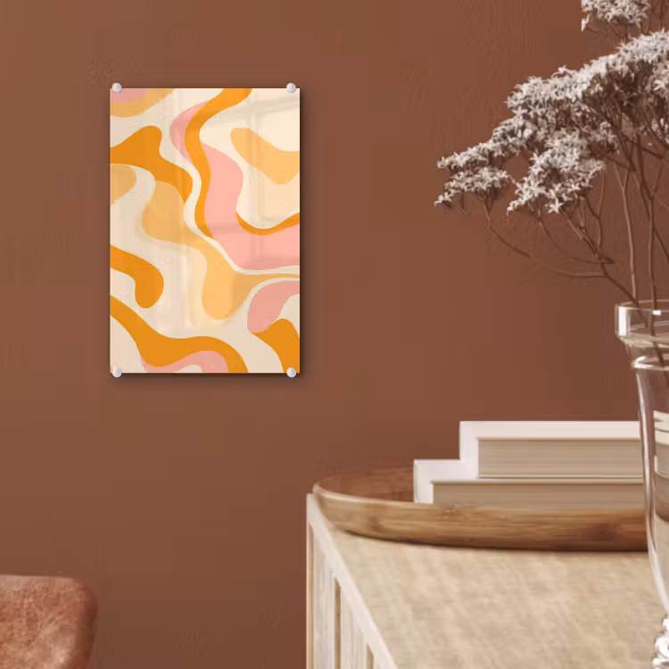 Glas schilderij - Abstract - Golvend - Oranje — 6