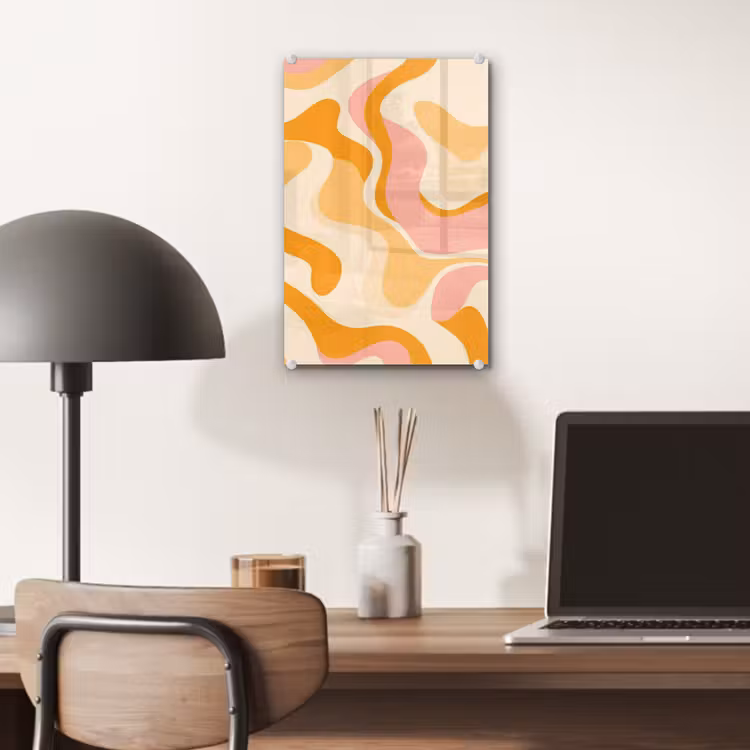 Glas schilderij - Abstract - Golvend - Oranje — 7