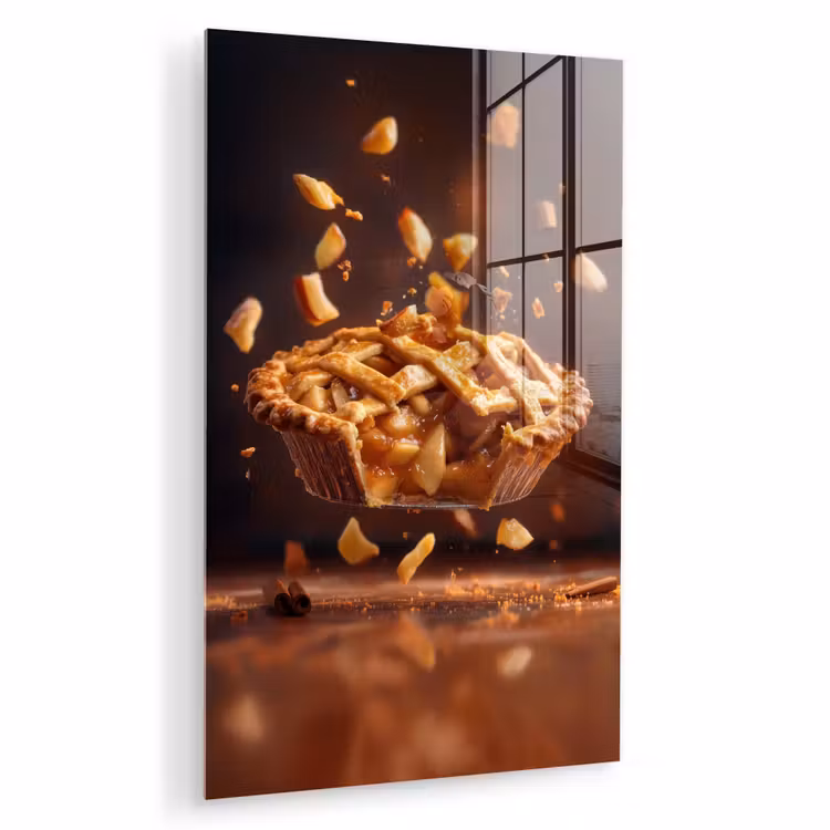 Glas schilderij - Appel - Taart - Warm - Eten — 1
