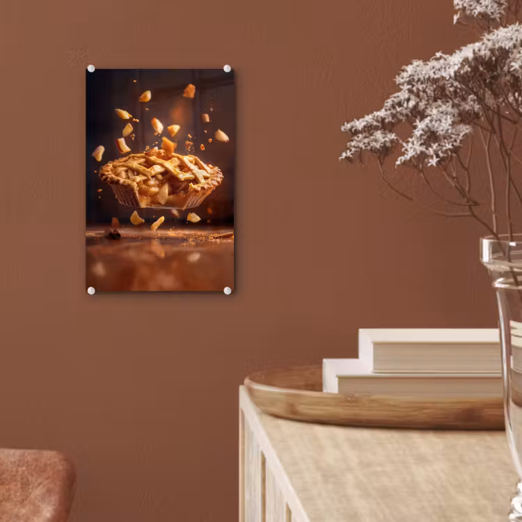 Glas schilderij - Appel - Taart - Warm - Eten — 6