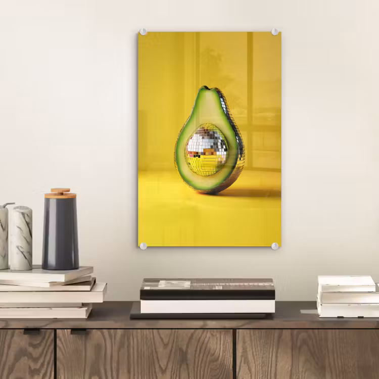 Glas schilderij - Avocado - Discobal - Geel - Glitter — 2