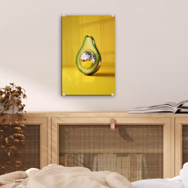 Glas schilderij - Avocado - Discobal - Geel - Glitter — 5