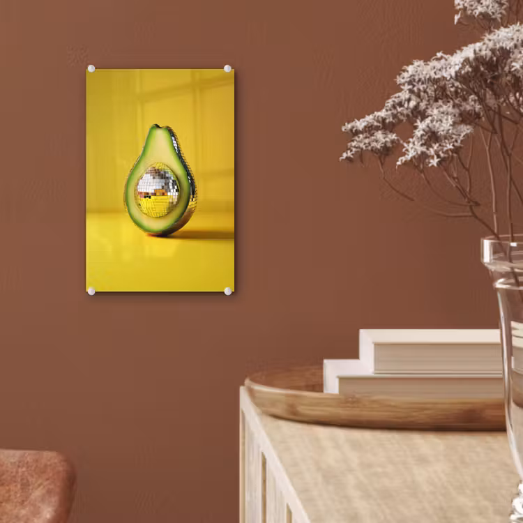 Glas schilderij - Avocado - Discobal - Geel - Glitter — 6