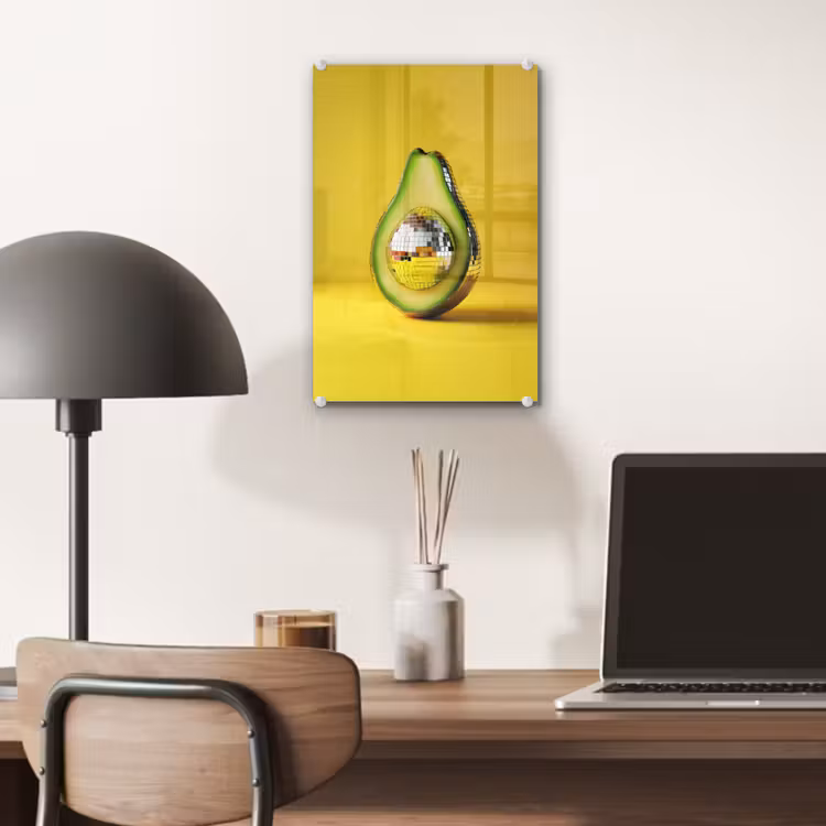 Glas schilderij - Avocado - Discobal - Geel - Glitter — 7