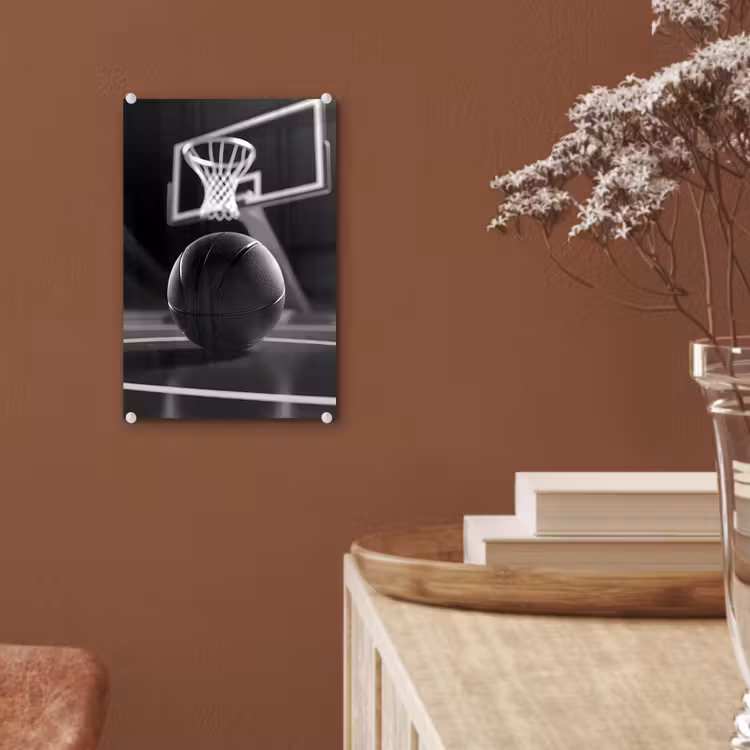 Glas schilderij - Basketbal - Basketbalveld - Lichtlijnen — 6