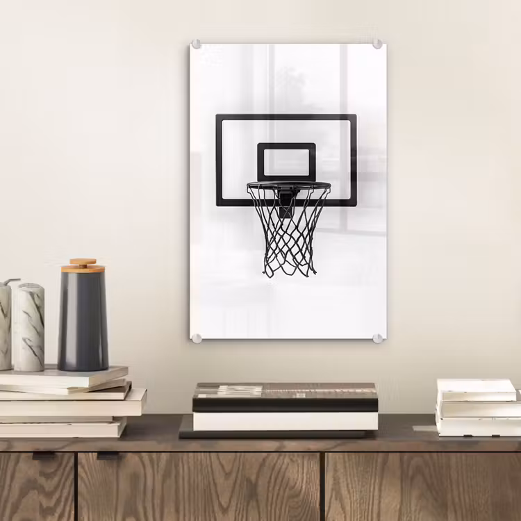 Glas schilderij - Basketbalbord - Minimalistisch - Zwart — 2