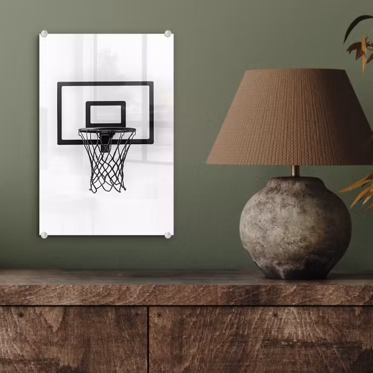 Glas schilderij - Basketbalbord - Minimalistisch - Zwart — 4
