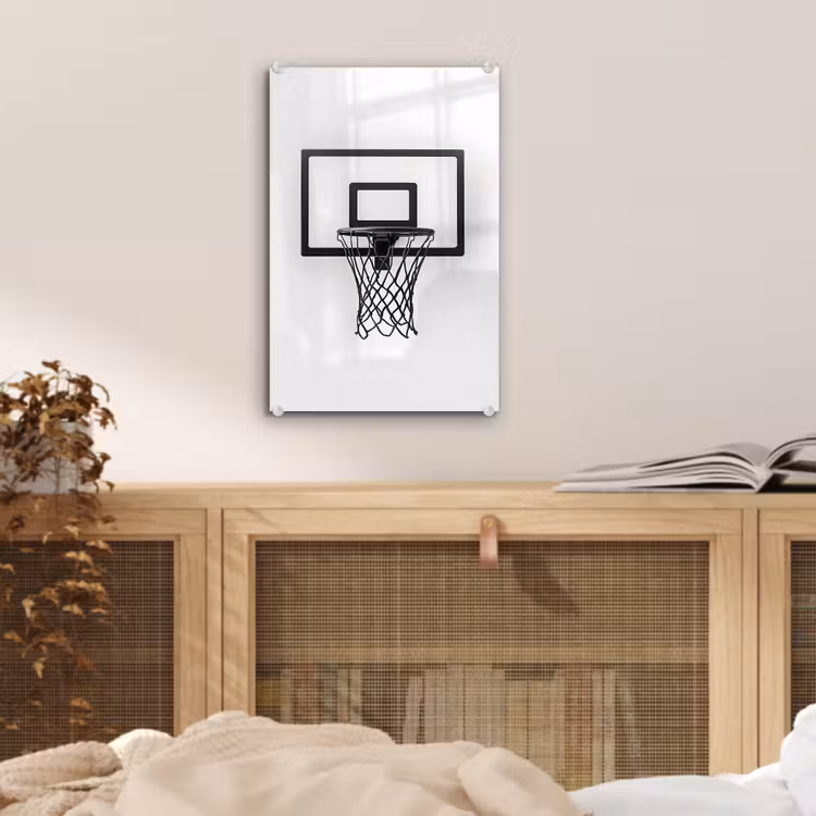Glas schilderij - Basketbalbord - Minimalistisch - Zwart — 5
