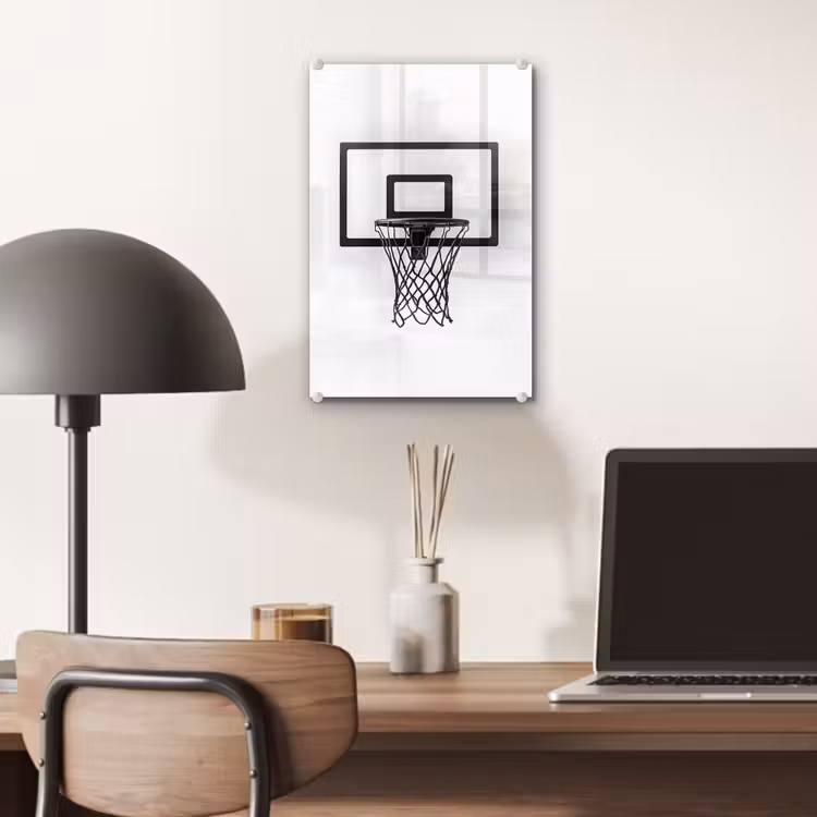 Glas schilderij - Basketbalbord - Minimalistisch - Zwart — 7