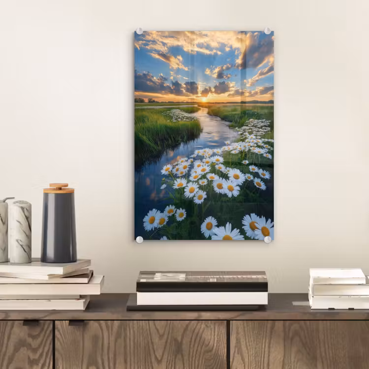 Glas schilderij - Beekje - Landschap - Margriet — 2