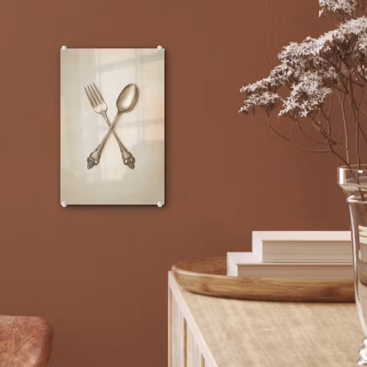 Glas schilderij - Beige - Vintage - Bestek — 6