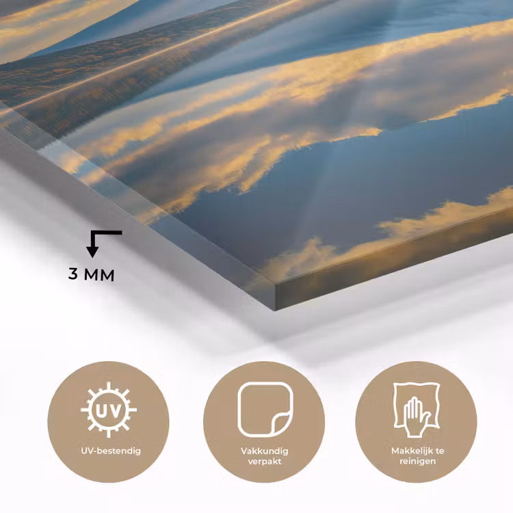 Glas schilderij - Berg - Rivier - Zonsondergang — 3
