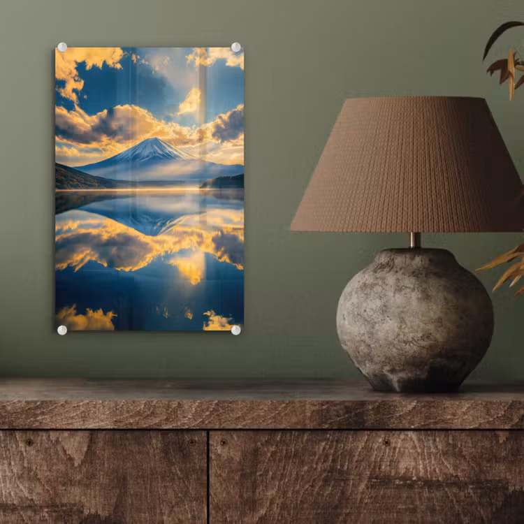 Glas schilderij - Berg - Rivier - Zonsondergang — 4