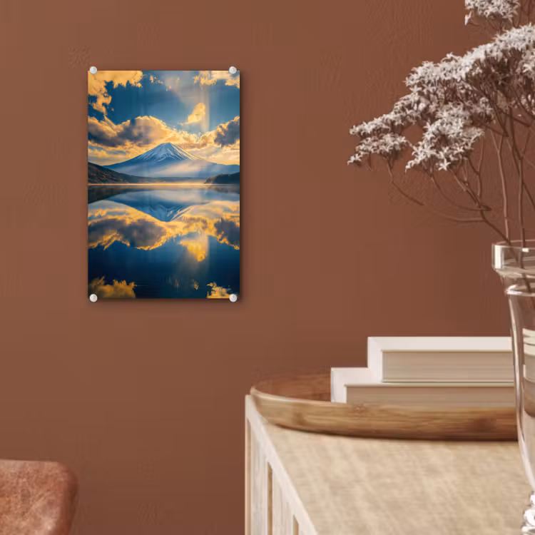 Glas schilderij - Berg - Rivier - Zonsondergang — 6