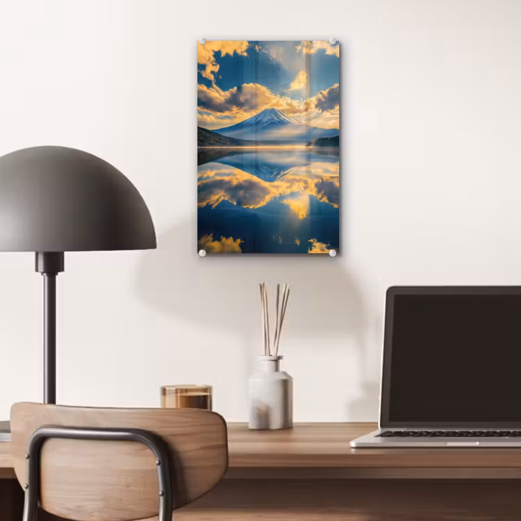 Glas schilderij - Berg - Rivier - Zonsondergang — 7