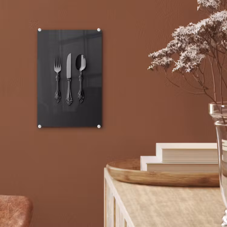 Glas schilderij - Bestek - Zwart — 6