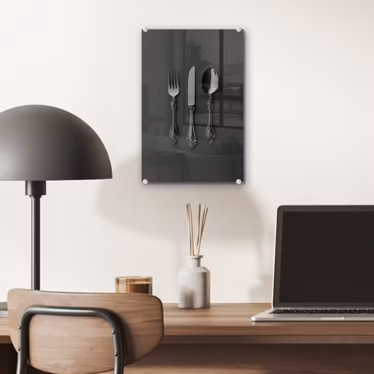 Glas schilderij - Bestek - Zwart — 7