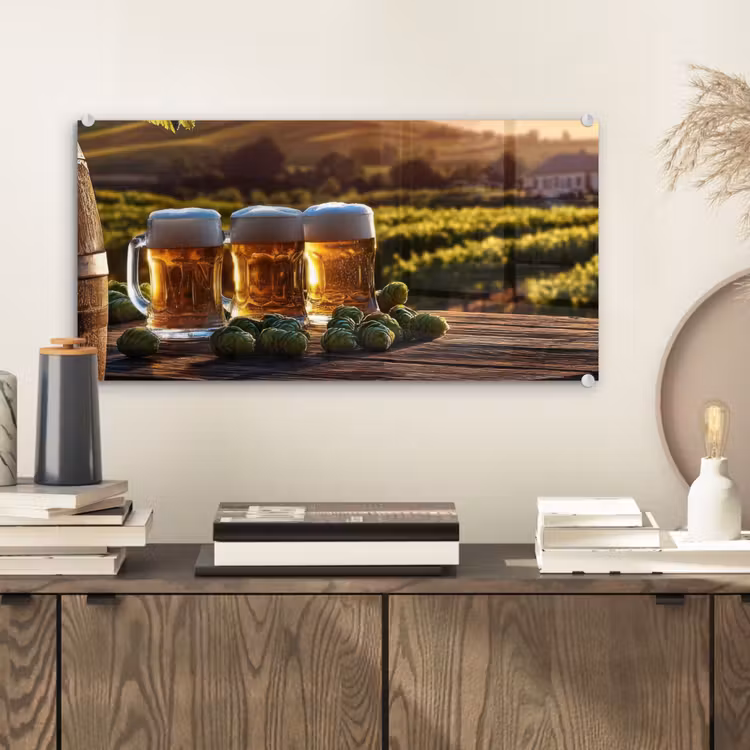 Glas schilderij - Bier - Hop - Landschap — 2