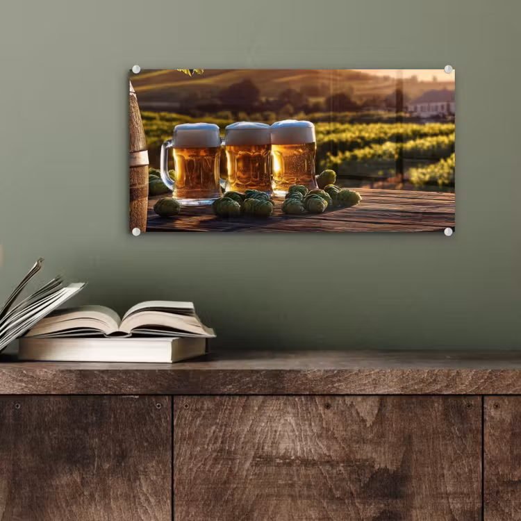 Glas schilderij - Bier - Hop - Landschap — 4