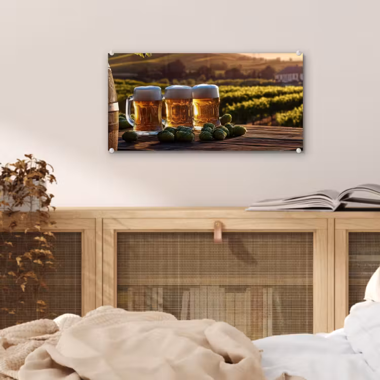 Glas schilderij - Bier - Hop - Landschap — 5