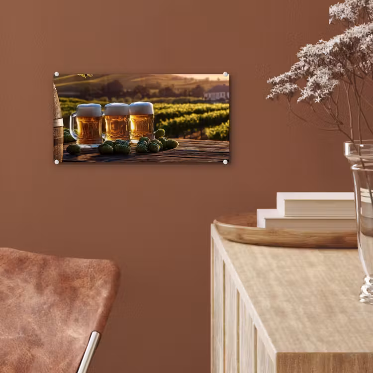 Glas schilderij - Bier - Hop - Landschap — 6