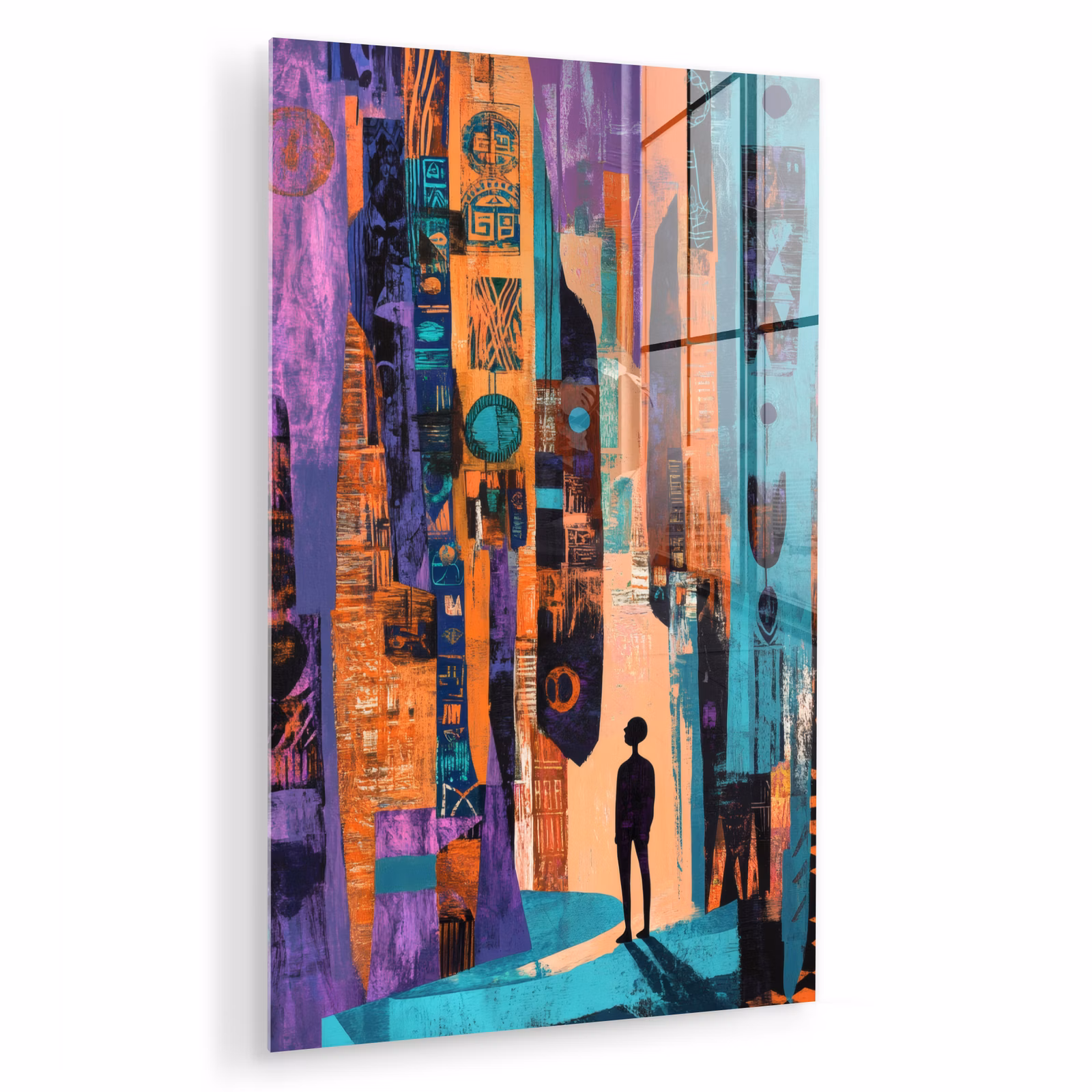 Glas schilderij - Abstract - Figuren - Kleurrijk — 1