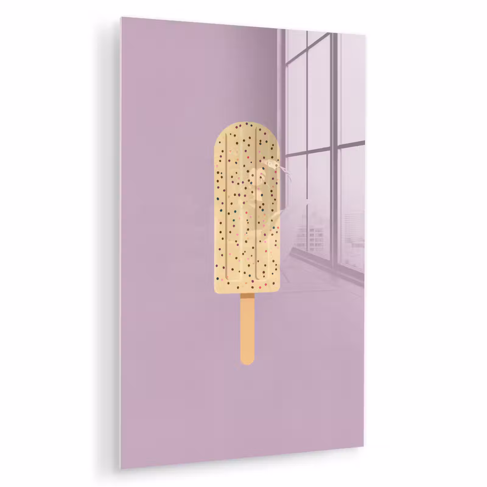 Glas schilderij - Beige - Ijsje - Spikkels — 1
