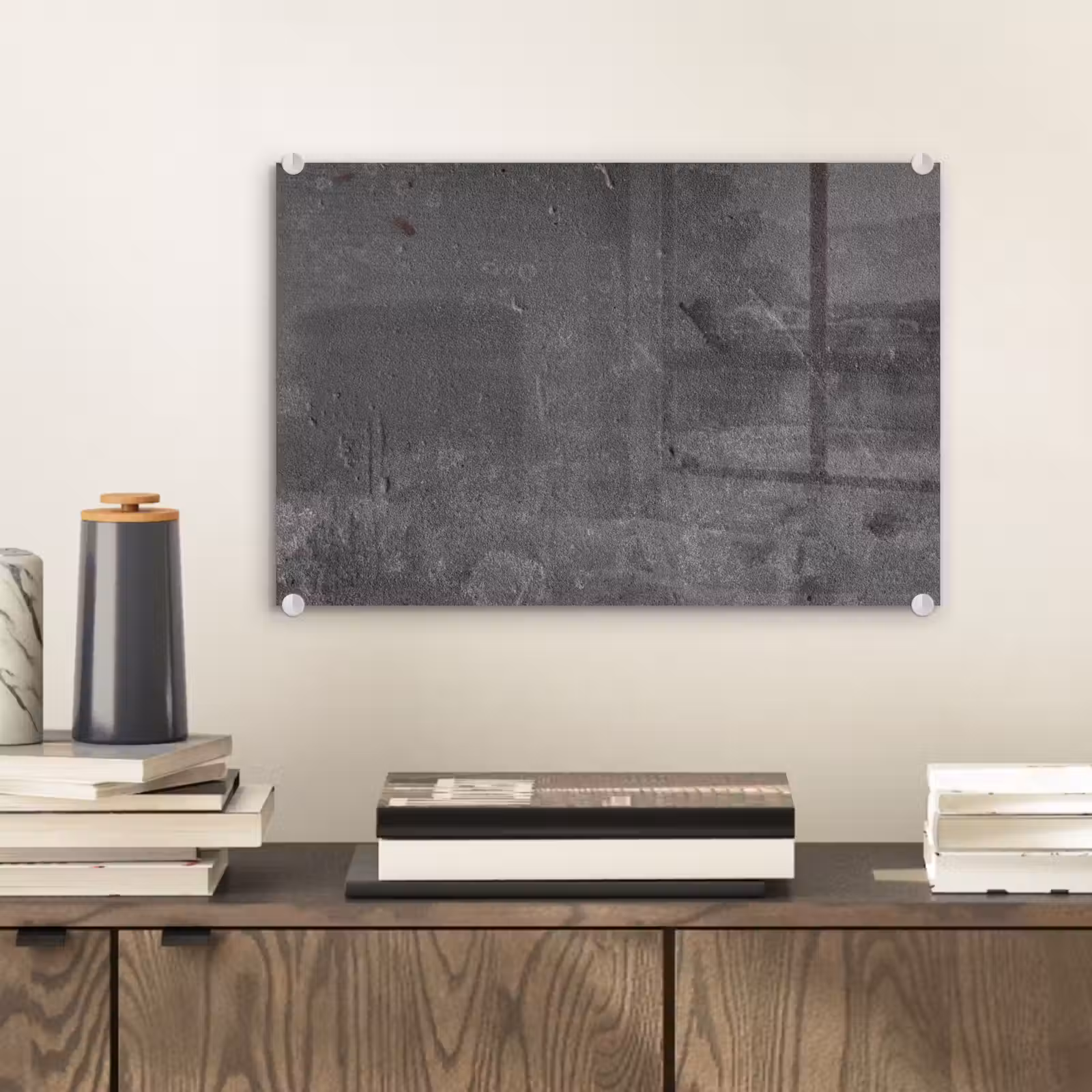 Glas schilderij - Beton - Grijs - Lijn - Vormen — 1