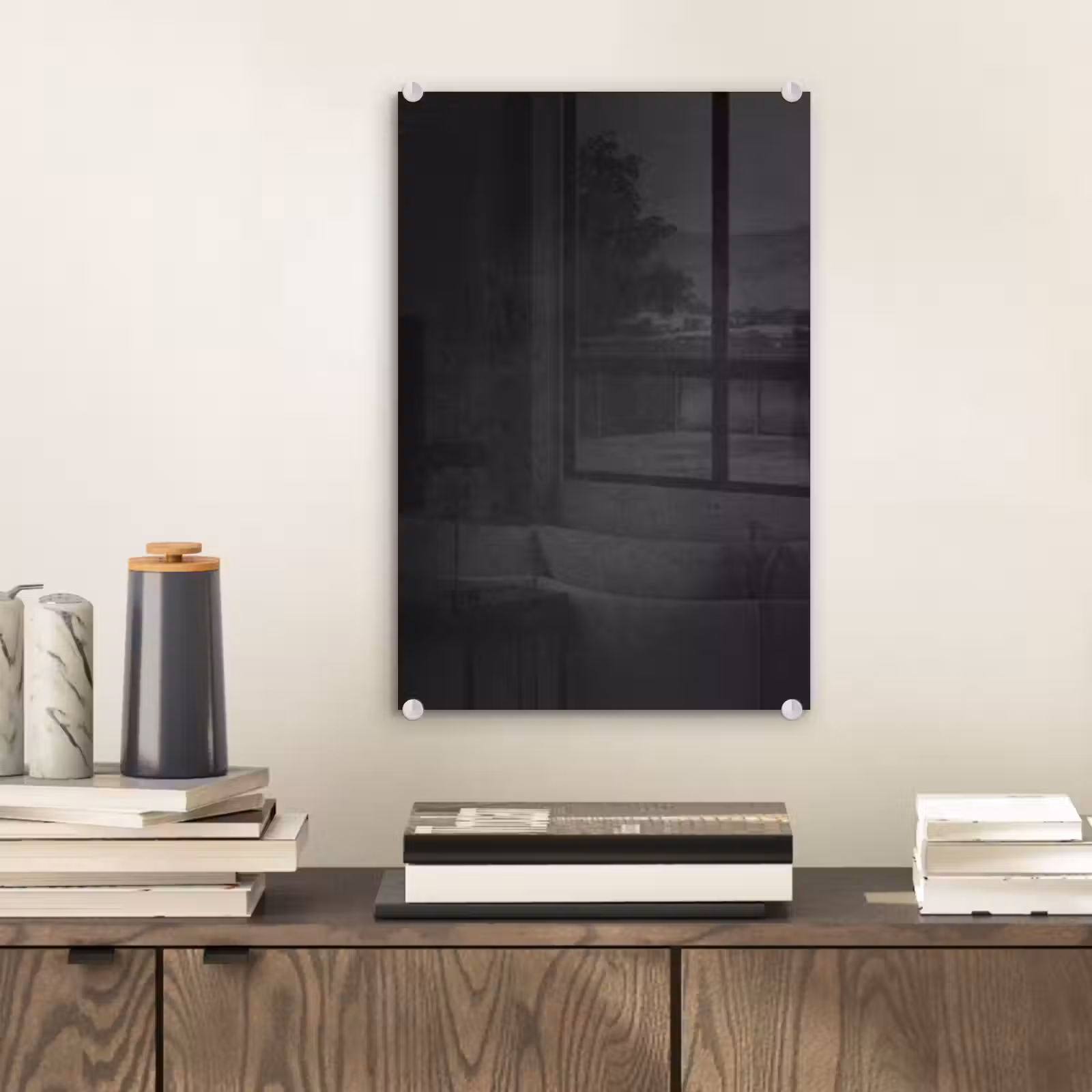 Glas schilderij - Beton - Zwart - Grijs - Structuur - Industrieel — 1