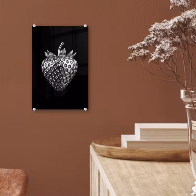 Glas schilderij - Aardbei - Zaadstructuur - Realistisch — 6