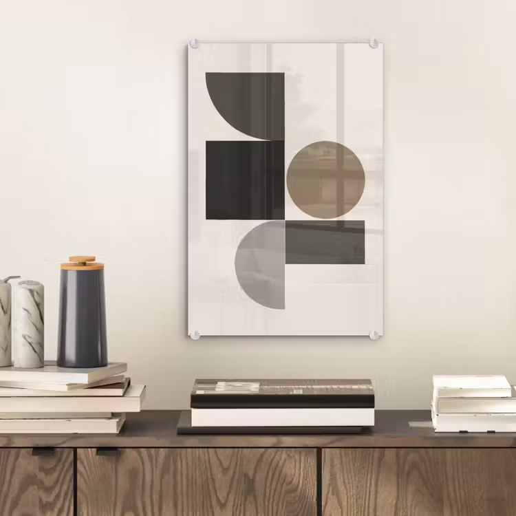 Glas schilderij - Aardetinten - Abstracte compositie - Eenvoudige vormen — 2