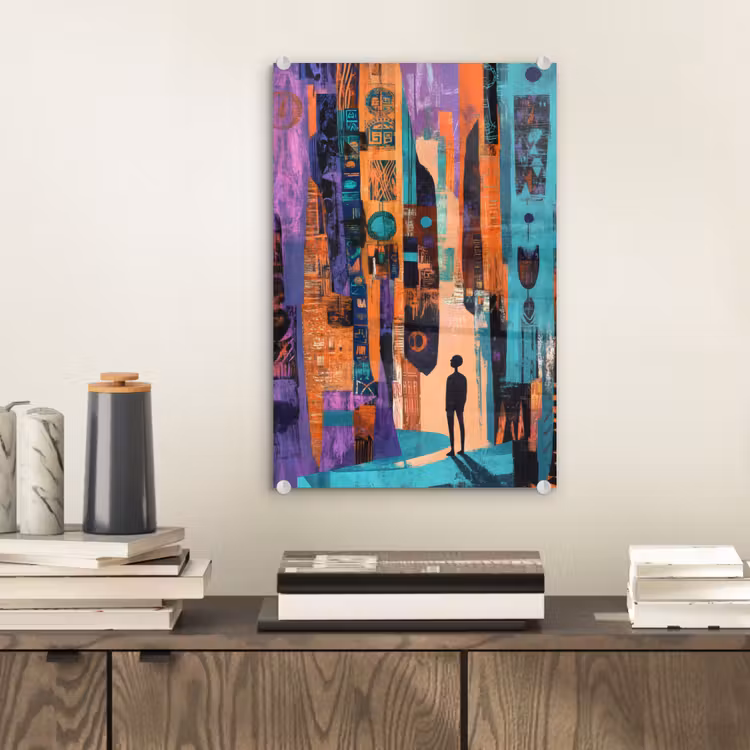 Glas schilderij - Abstract - Figuren - Kleurrijk — 2