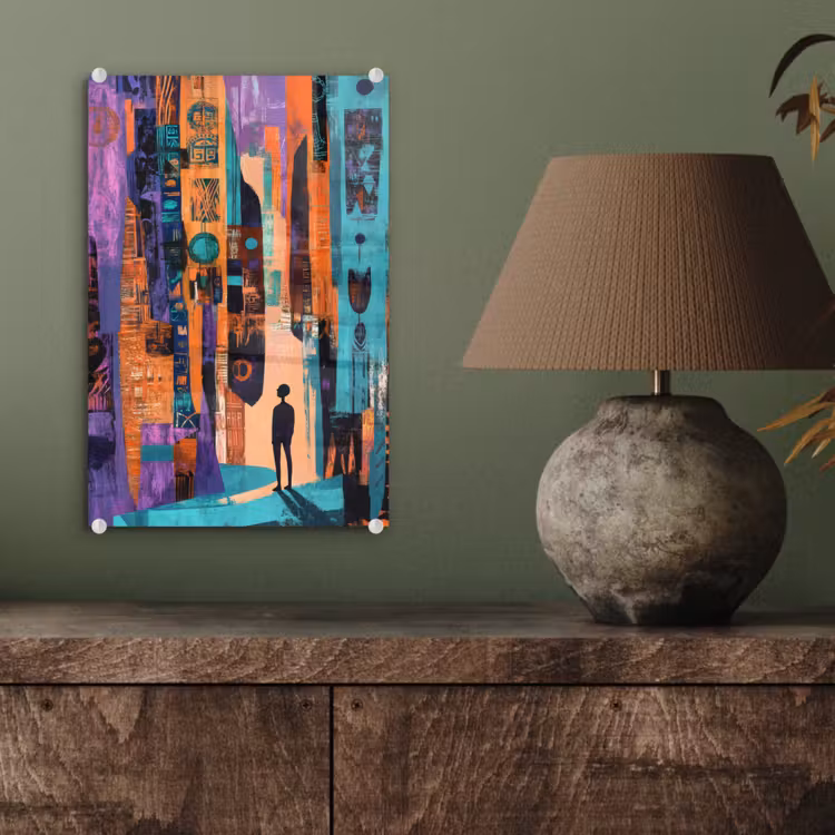Glas schilderij - Abstract - Figuren - Kleurrijk — 4