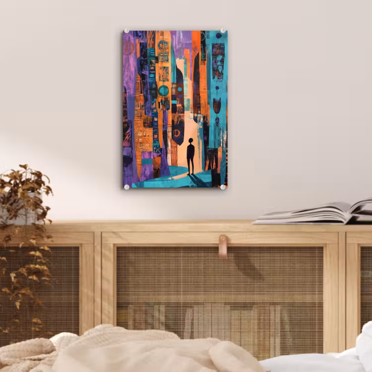 Glas schilderij - Abstract - Figuren - Kleurrijk — 5