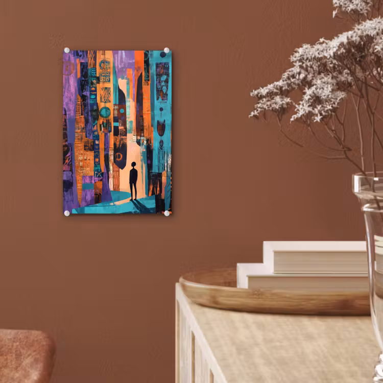 Glas schilderij - Abstract - Figuren - Kleurrijk — 6