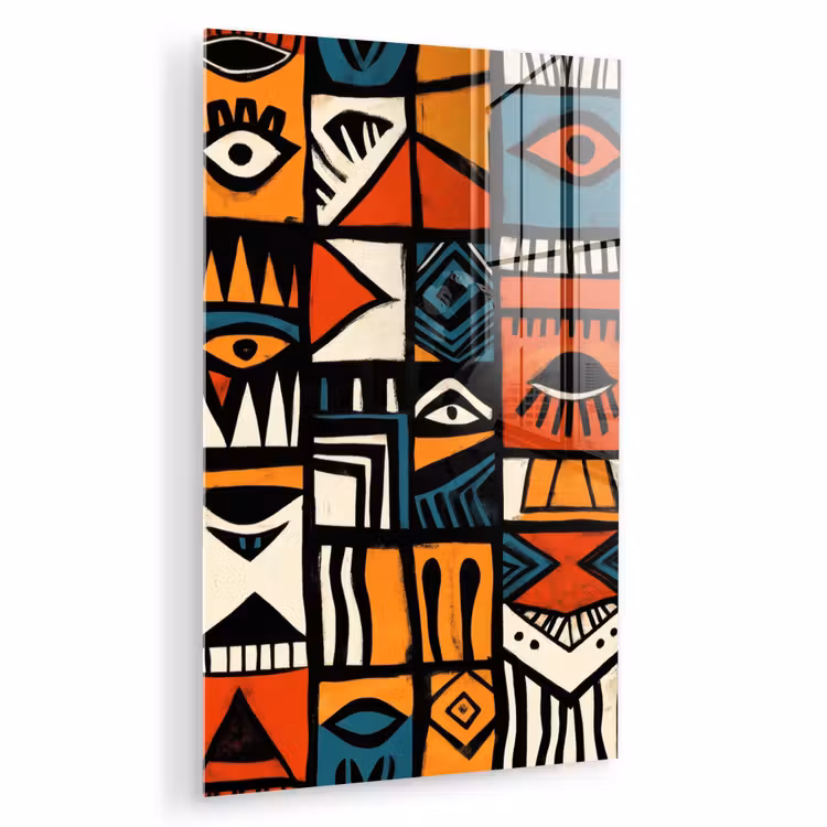 Glas schilderij - Abstract - Gezichten - Mozaïek — 1