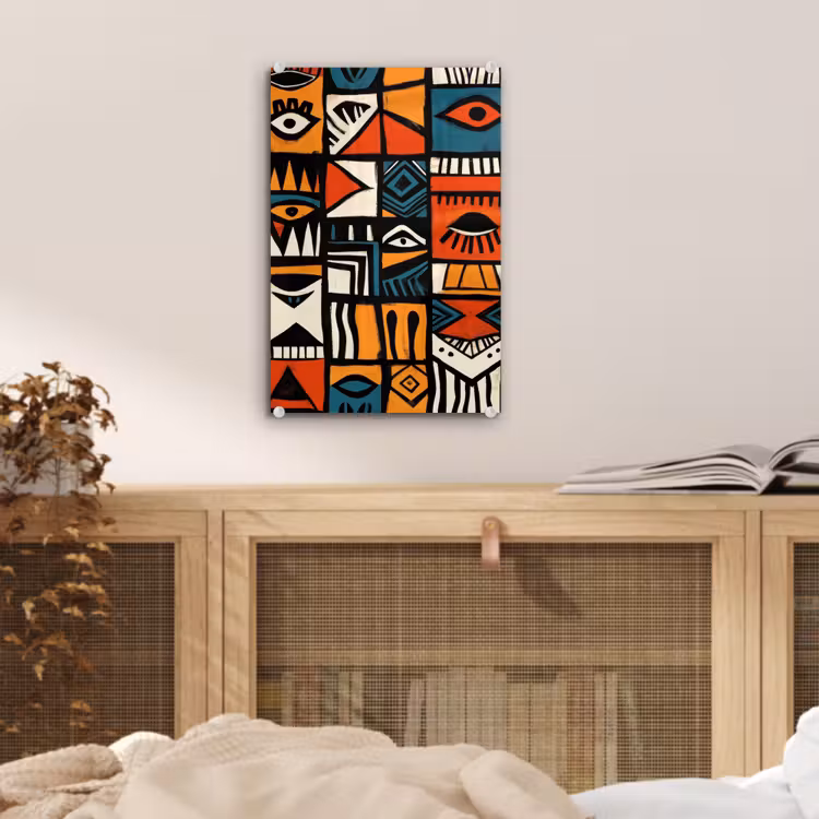 Glas schilderij - Abstract - Gezichten - Mozaïek — 5